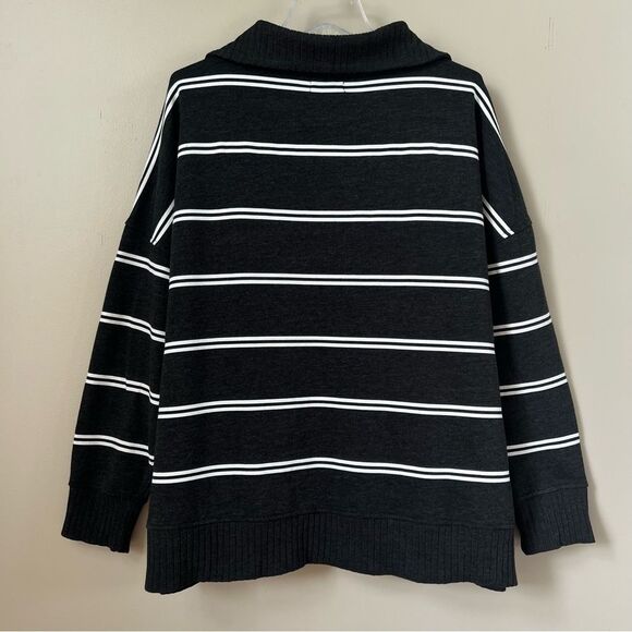 Maurices Willowsoft Collared Striped Gray White 1/4 Zip Sweater Sweatshirt SZ 3X - Picture 6 of 15